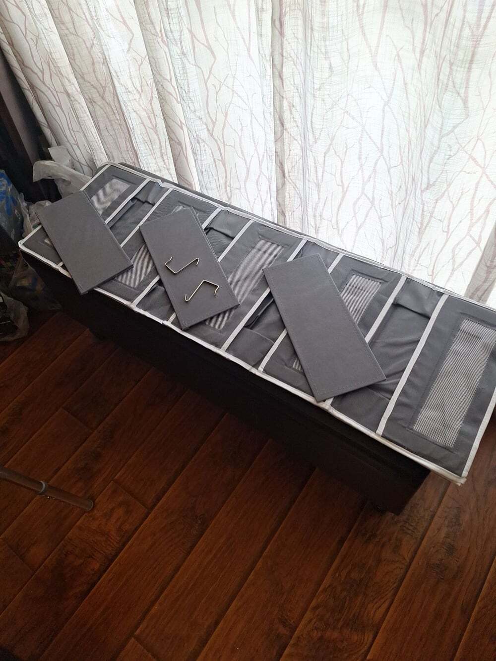 Over-the-Door Fabric Shoe Organizer with Metal Hooks - Charcoal Gray